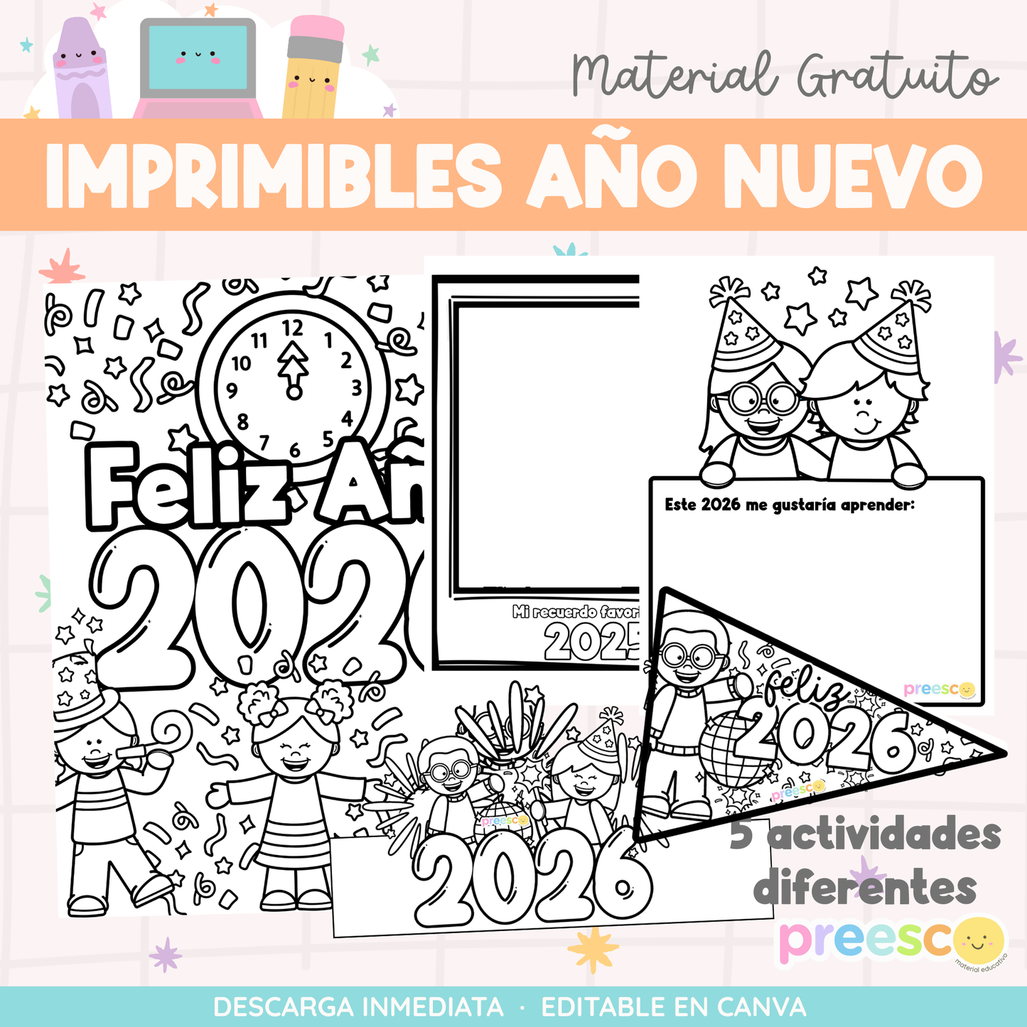 Imprimibles Año Nuevo · Freebies