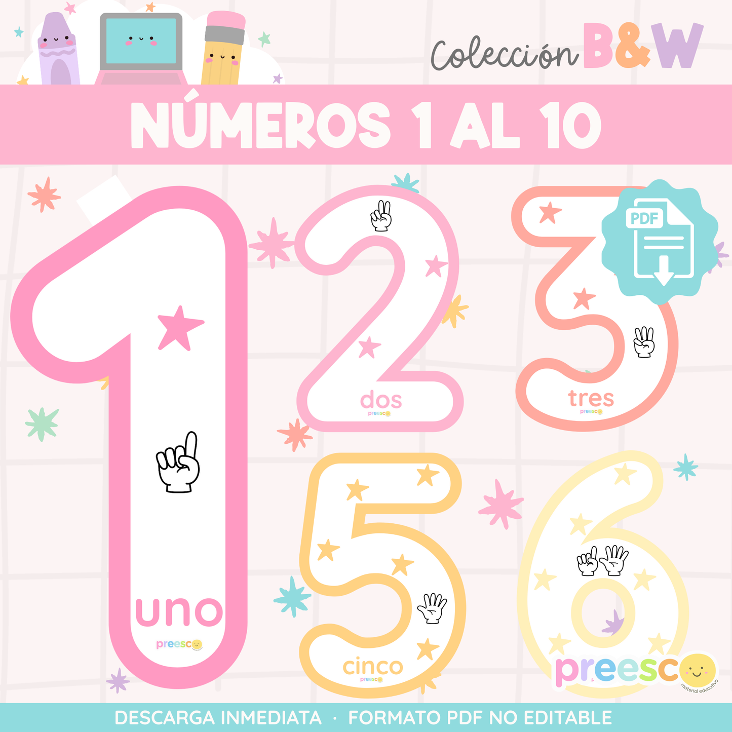 Números del 1 al 10 · B&W