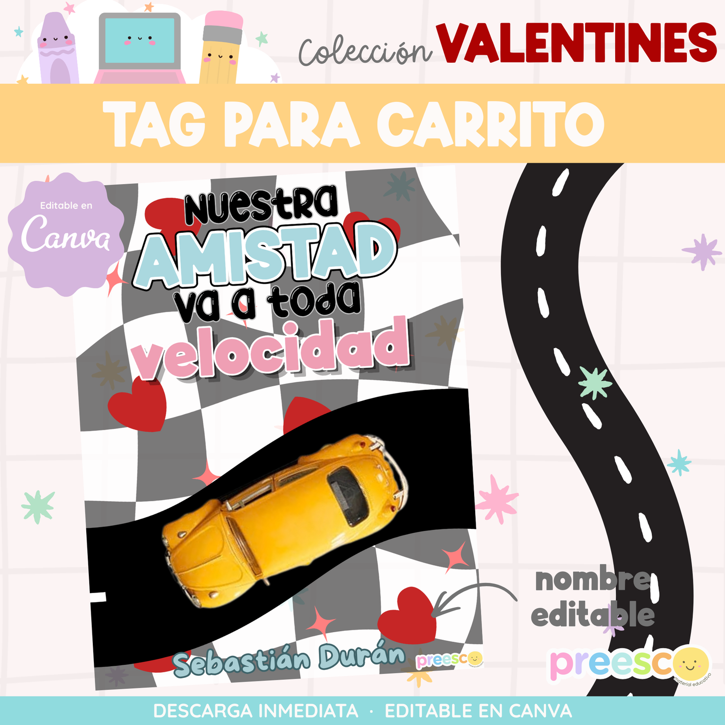 ETIQUETA PARA CARRITO SAN VALENTÍN